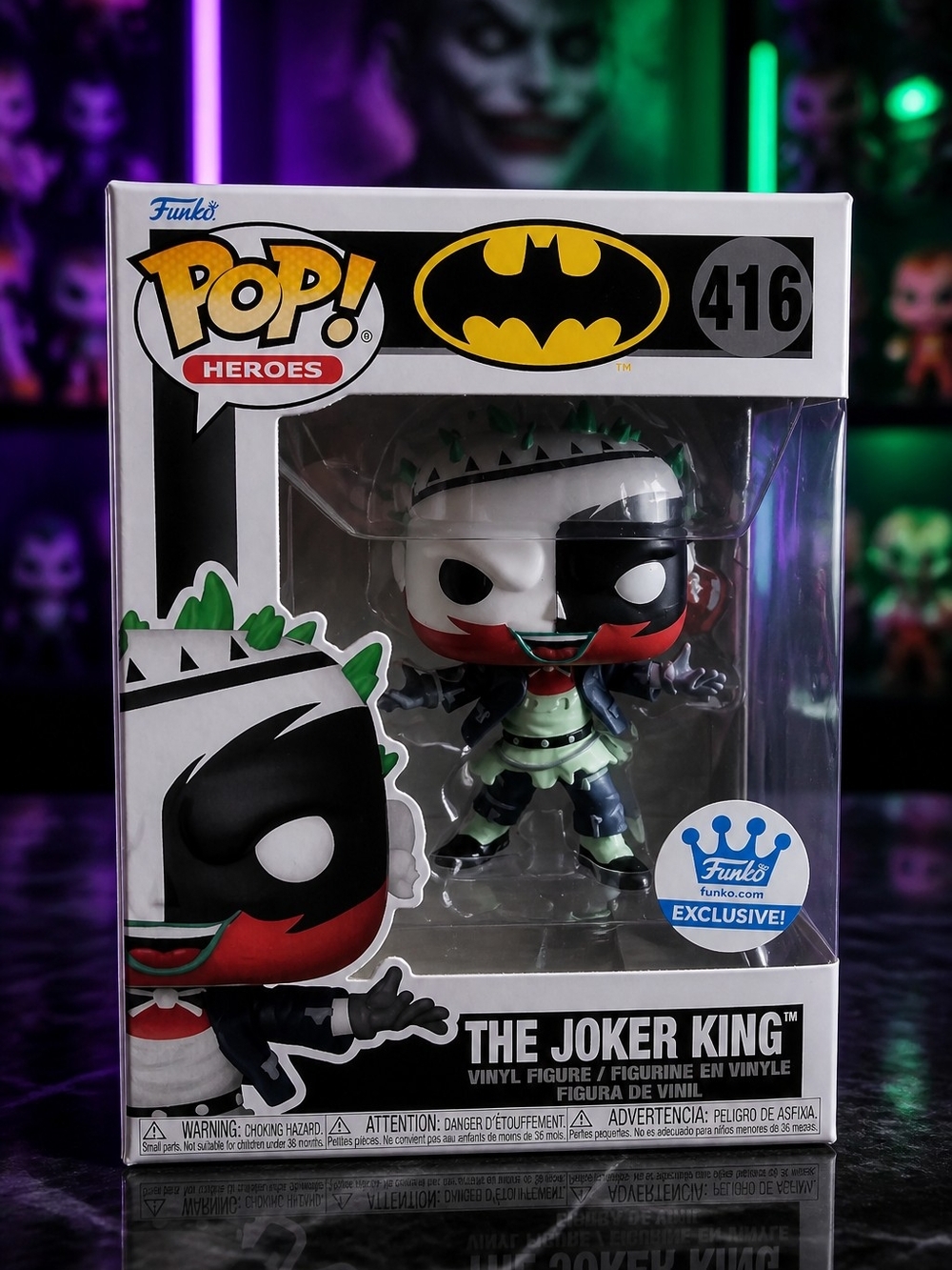 Funko Pop! Heroes 416 The Joker King Vinyl Figure - Black, White, Red, Green - Picture 1 of 7